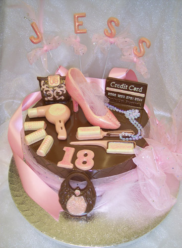 Large single tier of chocolate celebrating 18th birthday